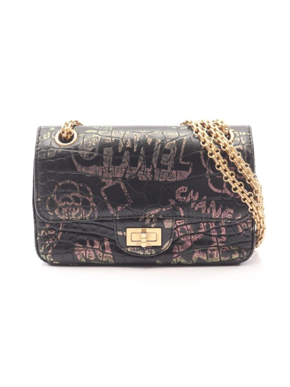 Chanel Shoulder Bag 2.55 Graffiti Mini Croco